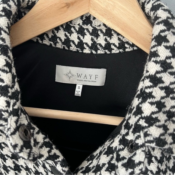 Wayf Black & White Houndstooth Jacquard Snap Up Oversized Shirt Jacket Size S - Picture 10 of 16